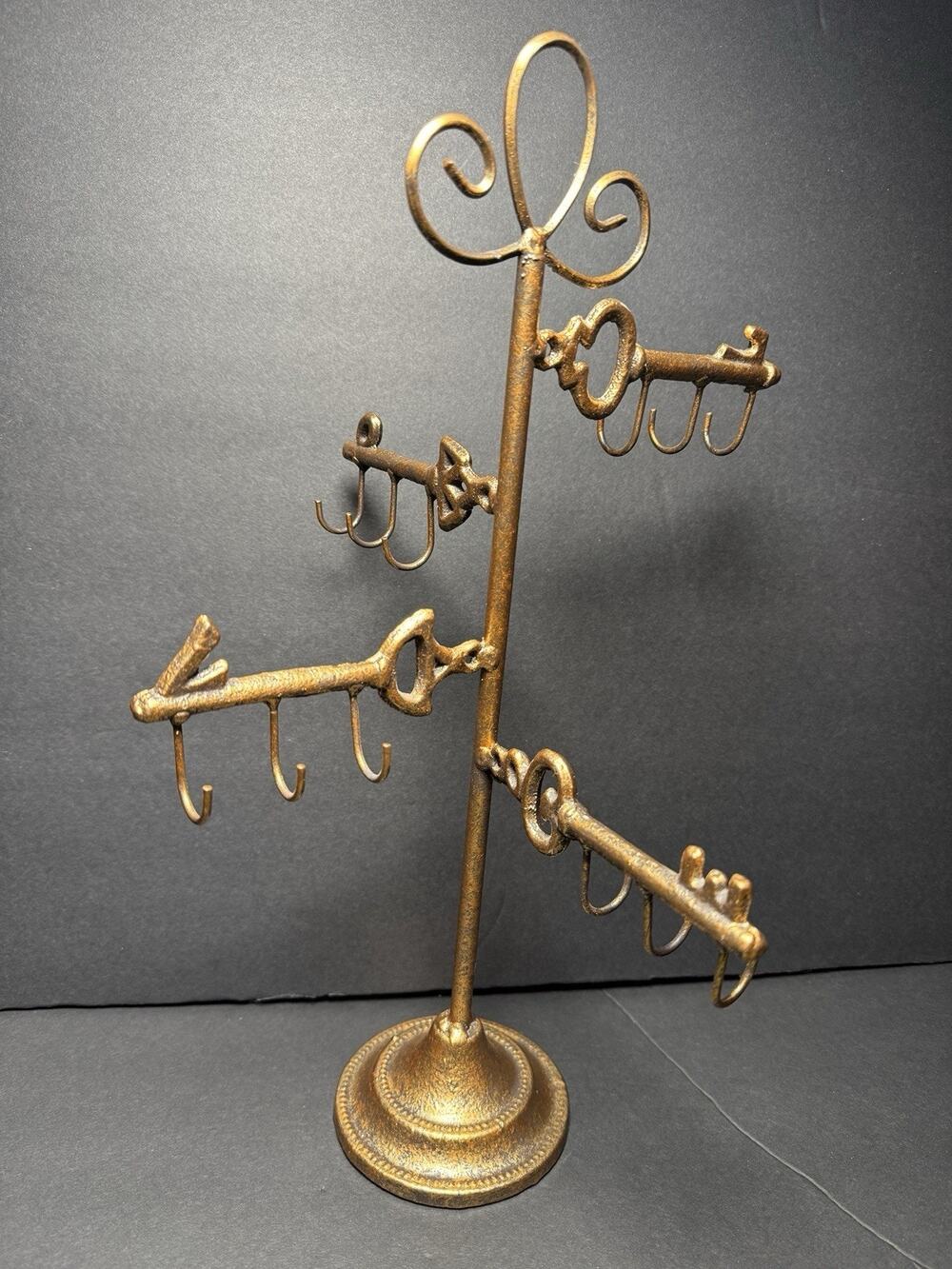 15.5” Metal Top Jewelry Holder Organizer Display Hooks Necklace Key Design HP